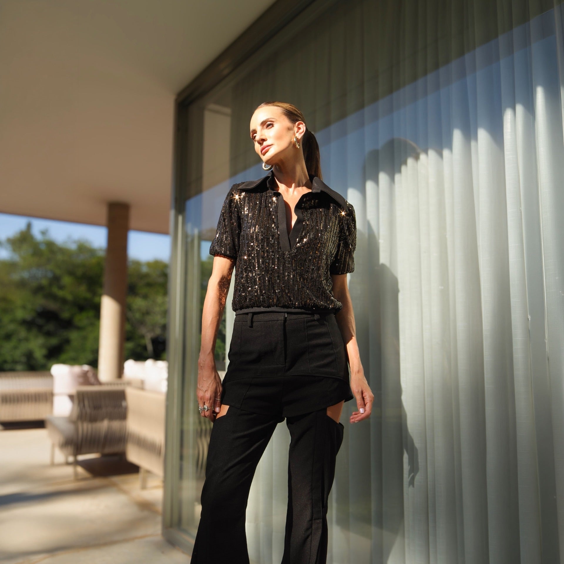 Blusa Beton - Marrom Paetê
